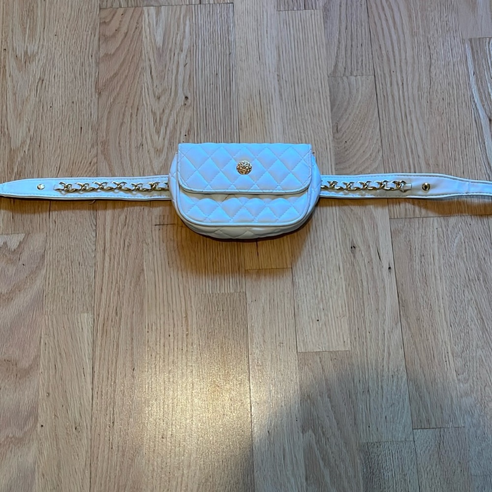 White Quilted Leather Belt Bag